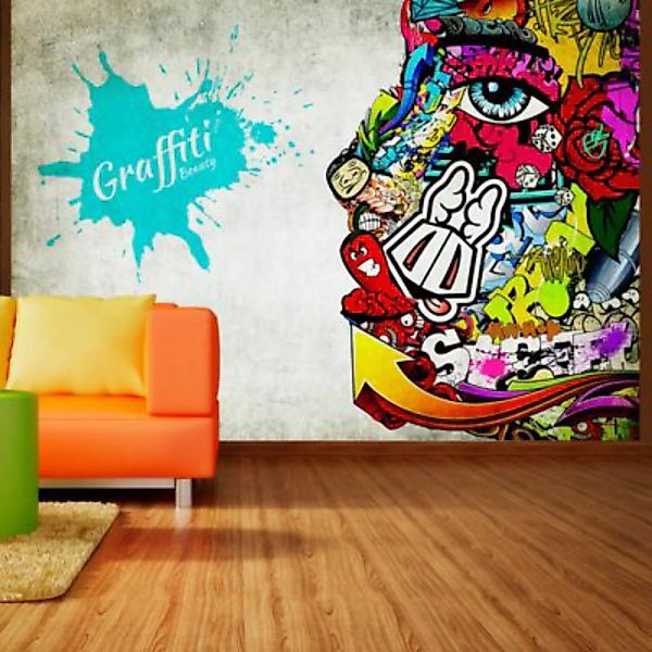 artgeist Fototapete Graffiti beauty beige Gr. 300 x 210 günstig online kaufen