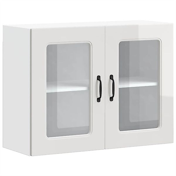 vidaXL Küchen-Hängeschrank mit Glastür Kalmar Hochglanz-Weiß Holzwerkstoff günstig online kaufen