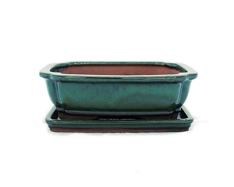 Exotenherz Pflanzschale Bonsai-Schale mit Unterteller Gr. 3 - Grün eckig Mo günstig online kaufen