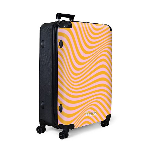 NoBoringSuitcases.com© Hartschalen-Trolley Rosa mit orangefarbenen Wellenli günstig online kaufen