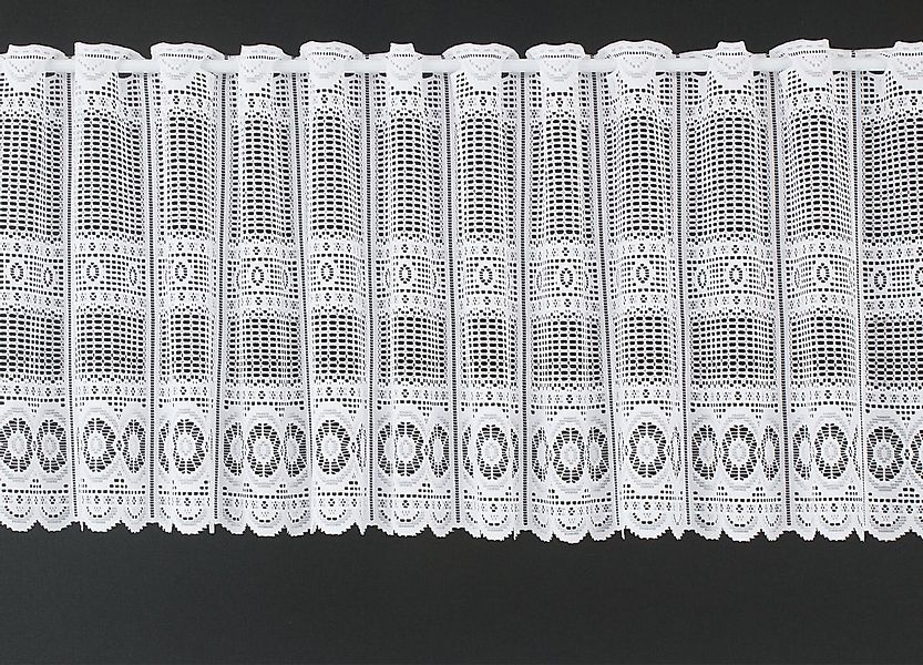 Gardinen Kranzusch Scheibengardine Jacquard gebogt Abschluss (1 St), Stange günstig online kaufen