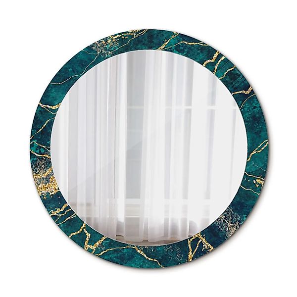 Tulup Spiegel mit Aufdruck Grüner Marmor 90x90 cm Runder Spiegel mit Dekora günstig online kaufen