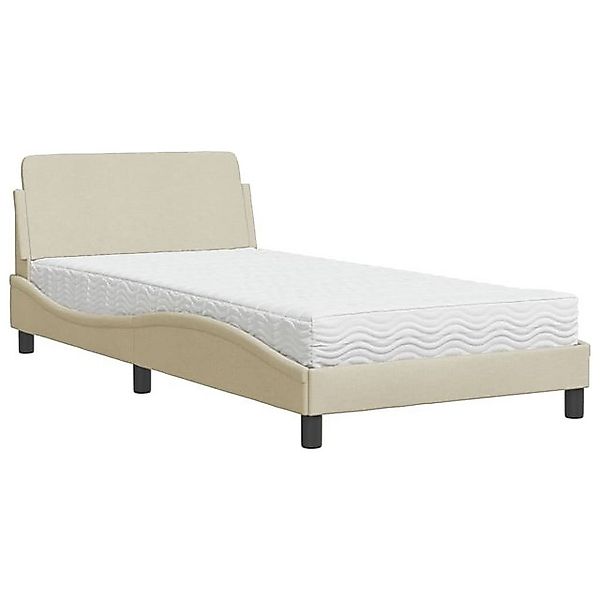 vidaXL Bett Bett mit Matratze Creme 100x200 cm Stoff günstig online kaufen