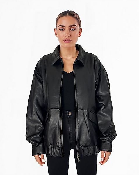 trueprodigy Lederjacke Nova Oversizejacke mit schrägen günstig online kaufen