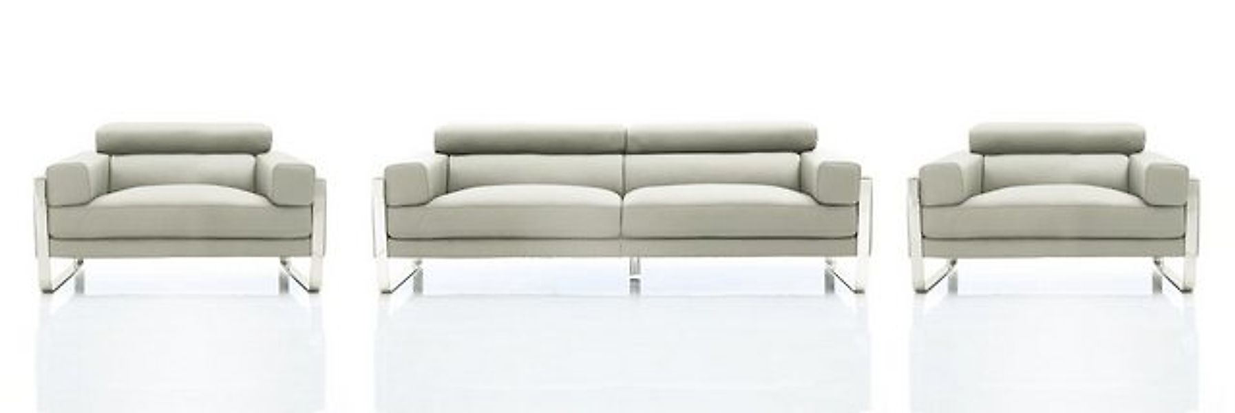 Salottini Polstergarnitur Sofagarnitur Turin Leder 3/1/1 Grau SONDERPREIS!! günstig online kaufen