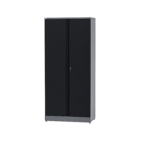 Küpper Hochschrank 2-Türig mit 4 Fachböden 204 x 91 x 53 cm Schwarz-Hellgra günstig online kaufen