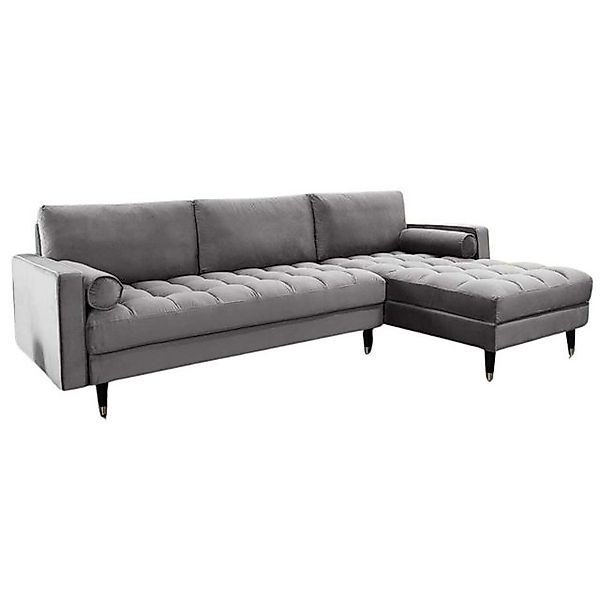 LebensWohnArt Sofa Ecksofa 260cm Ottomane beidseitig COMFORT grau Samt Fede günstig online kaufen