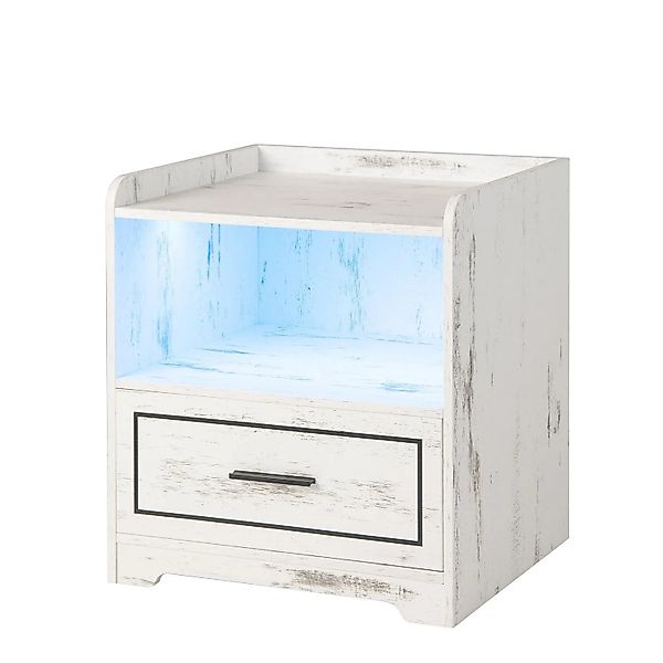 Costway Nachttisch 2er Set mit Led Licht & Usb & Typ-C Weiß günstig online kaufen