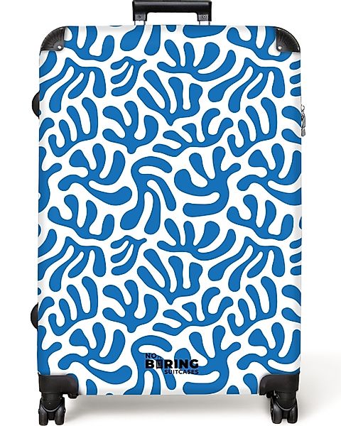 NoBoringSuitcases.com© Hartschalen-Trolley Weiß mit blauem Korallenmuster günstig online kaufen