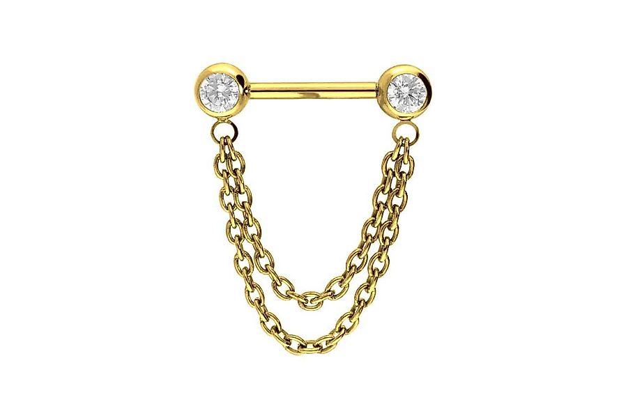 PIERCINGLINE Brustwarzenpiercing Titan Barbell mit Push Fit 2 KETTEN + KRIS günstig online kaufen