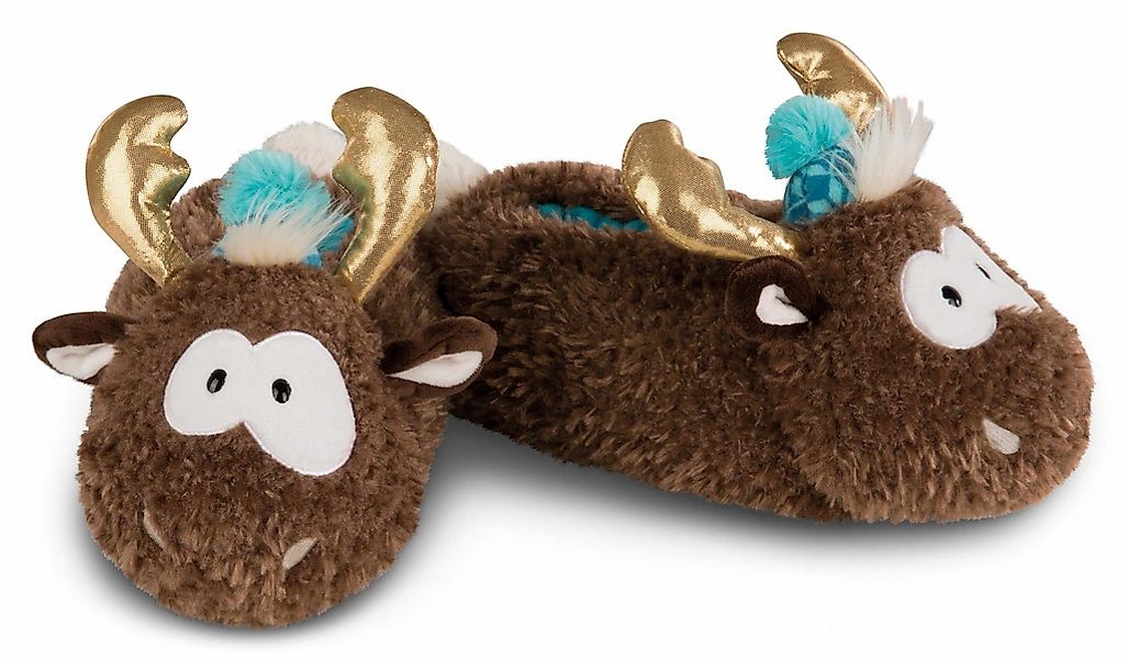 Nici Plüsch Hausschuhe "Rentier Reny Heart", Weihnachts Hausschuh mit golde günstig online kaufen
