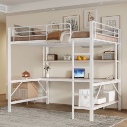 Ulife Hochbett Metallbett Kinderbett Jugendbett mit günstig online kaufen