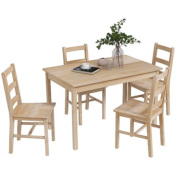 HOMCOM Essgruppe 5-teilige Esszimmergruppe aus Massivholz, günstig online kaufen