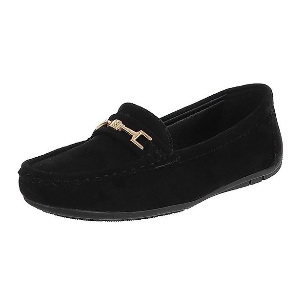 Ital-Design Elegante Wildleder Slipper mit Goldakzent für Damen Slipper (91 günstig online kaufen