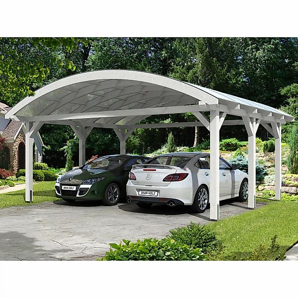 Skan Holz Bogendach-Carport Franken 635 cm x 541 Weiß günstig online kaufen