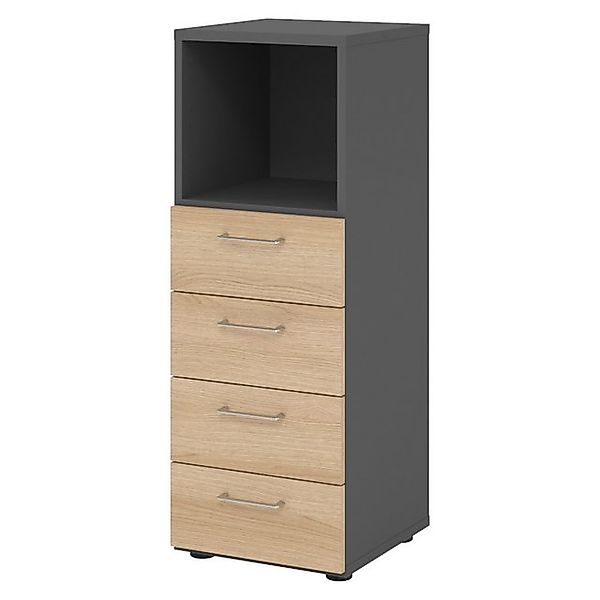 bümö Aktenschrank smart Schubladen Kombi - 4 Schübe Dekor: Graphit/Eiche günstig online kaufen