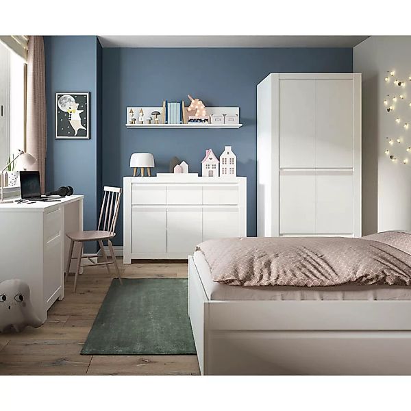 Jugendzimmer Set mit Schreibtisch 130 cm weiß NAVA-129 5-teilig günstig online kaufen