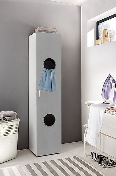 Wäscheschrank inkl. 2 Waschboxen MULTIRAUMKONZEPT von Wimex Weiß / Beton NB günstig online kaufen