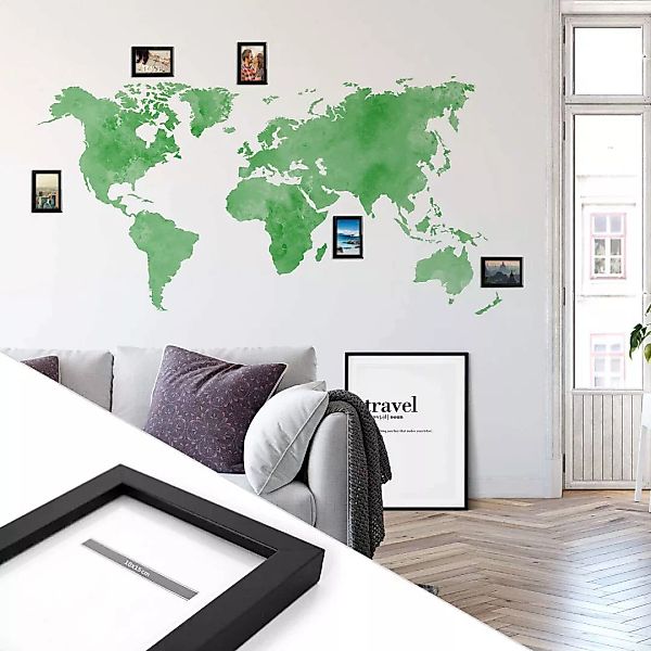 Wall-Art Wandtattoo "Grüne Weltkarte Bilderrahmen", (1 St.), selbstklebend, günstig online kaufen