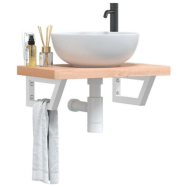 vidaXL Waschbeckenschrank Waschbeckenregal Wandmontage Stahl und Massivholz günstig online kaufen
