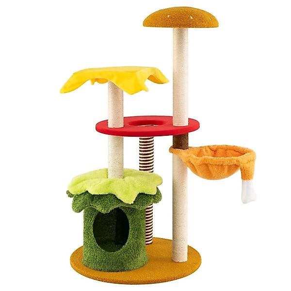 Costway Katzenmöbel Katzenbaum mit Bett Hamburger-Thema Bunt 117 cm günstig online kaufen