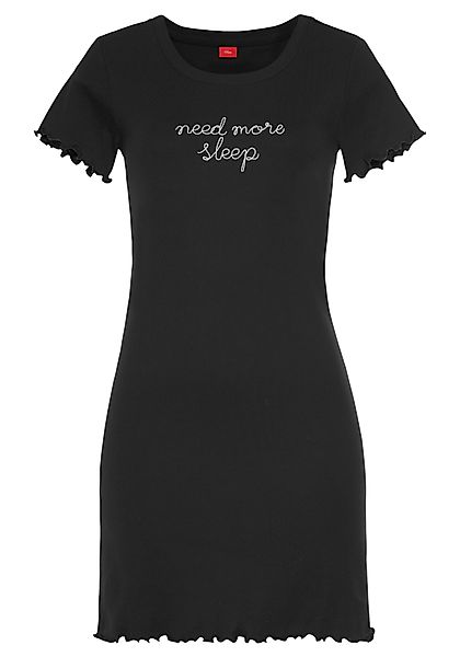 s.Oliver Nachthemd, mit Stickerei und Kräuselsaum günstig online kaufen