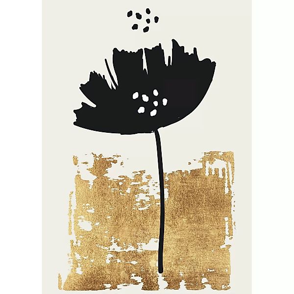 Fototapete Blume Abstrakt Schwarz Gold Weiß 2,00 m x 2,80 m FSC® günstig online kaufen