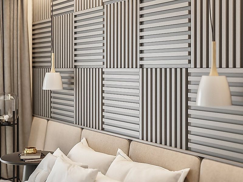 Mebano 3D Wandpaneel 6tlg. 40x40cm Akustikpaneele Lamellenpaneel Stilvoller günstig online kaufen