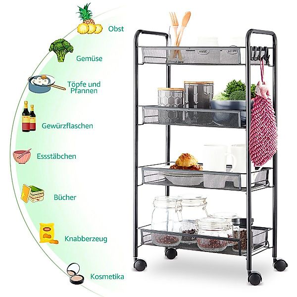Simloveve Regal Ablageregalwagen mit 4 Ebenen, günstig online kaufen
