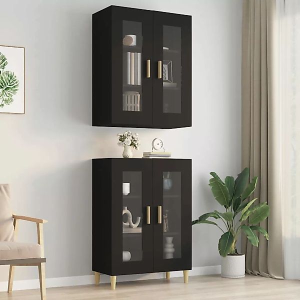 vidaXL Hängeschrank Hängeschrank Schwarz 69,5x34x90 cm Glas Vitrine günstig online kaufen