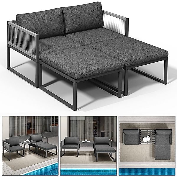 Melko Sitzgruppe Möbelset Aluminium Balkon Set günstig online kaufen