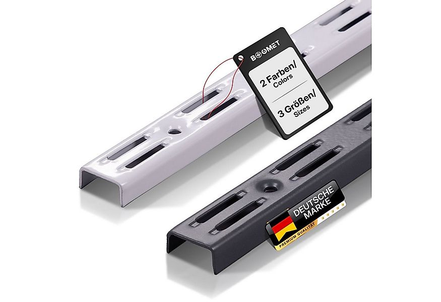 BOOMET Wandregalhalter Wandschienen für Regalsystem 2-reihig, 4-tlg., Weiß günstig online kaufen
