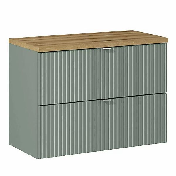 Waschtischunterschrank 80cm in grün und Eiche NEWPORT-56-GREEN günstig online kaufen