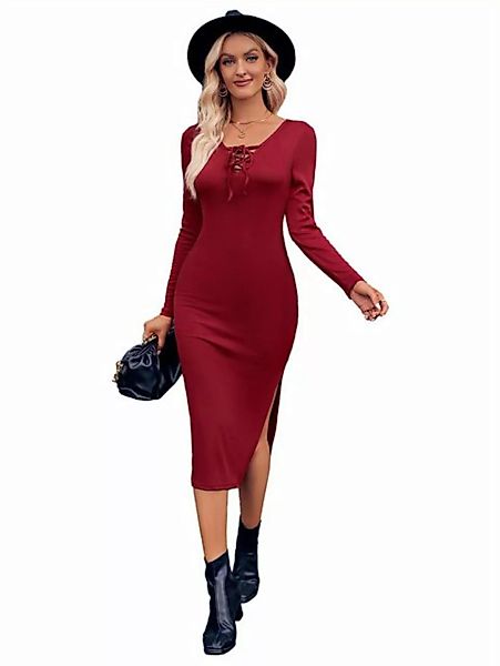 RUZU UG Abendkleid Damenkleid Einfarbiger Etui-Kleid Freizeitkleid Herbst u günstig online kaufen