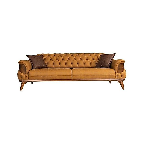 Xlmoebel Sofa Drei-Sitzer Ledersofa Luxus Chesterfield Couch in Gelb aus de günstig online kaufen