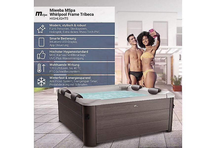 mSpa Whirlpool Frame Tribeca F-TR062W - 6 Personen, (Whirpool Outdoor 6 Per günstig online kaufen