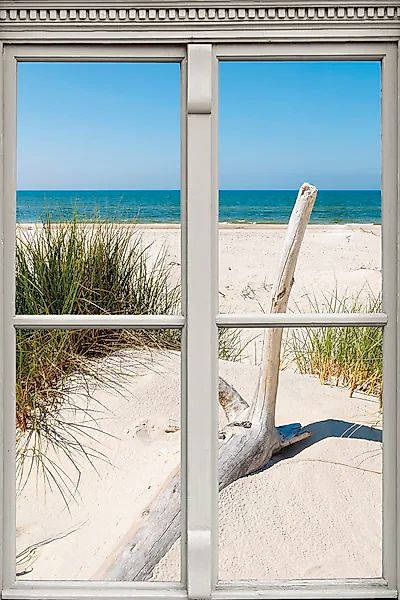 queence Leinwandbild »Langeoog« Düne   Fensterblick   Gräser   Meer   Natur günstig online kaufen