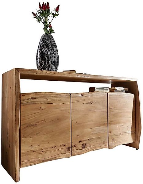 DELIFE Sideboard Live-Edge, Akazie Natur 145 cm 3 Türen 1 Fach Sideboard günstig online kaufen