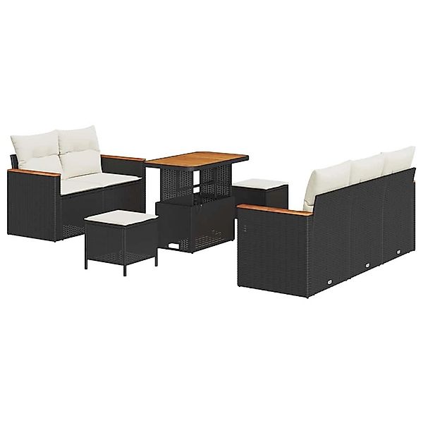 vidaXL Garten-Sofa-Set mit Kissen 8-Tlg Schwarz Poly Rattan 3362990 günstig online kaufen