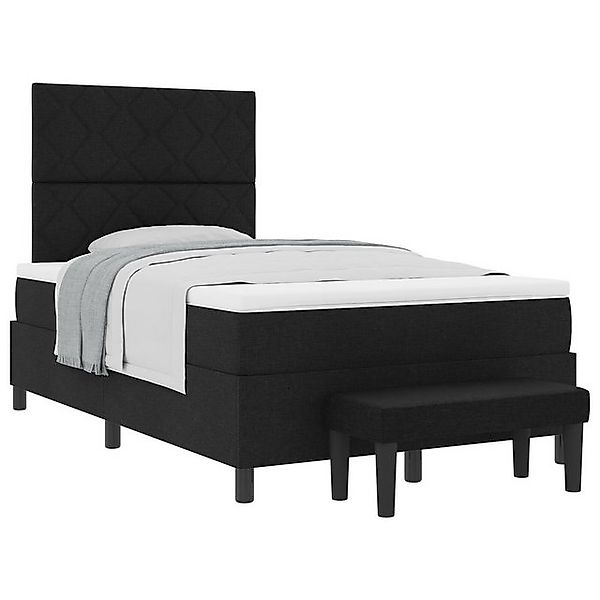 vidaXL Bett Boxspringbett mit Matratze & Bank Schwarz 120x200 cm Stoff (2-t günstig online kaufen