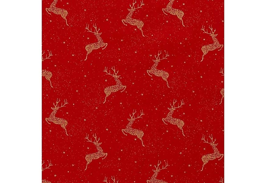 maDDma Stoff 1m Popeline Dekostoff Baumwollstoff goldener Hirsch Weihnachte günstig online kaufen