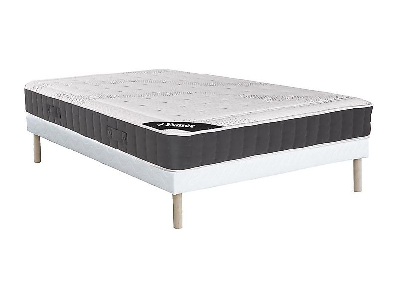Set aus Bettgestell + Matratze - 140 x 190 cm - Taschenfederkern - Auflage günstig online kaufen