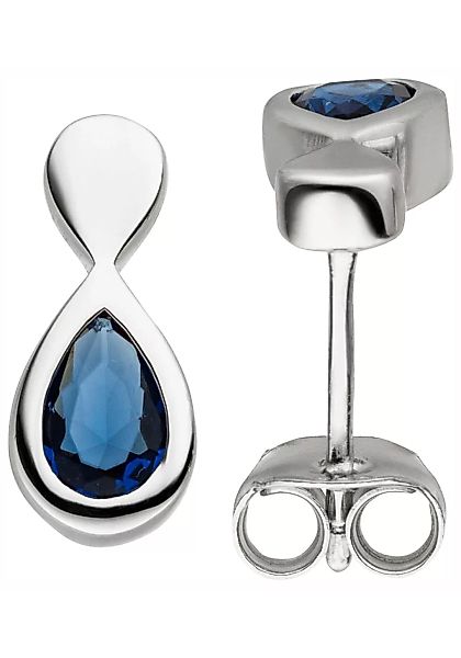 JOBO Paar Ohrstecker "Tropfen", 925 Silber mit blauen Glassteinen günstig online kaufen