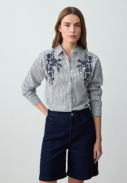 Jimmy Key Shirtbluse Gestreept katoenen overhemd met lange mouwen en bloeme günstig online kaufen
