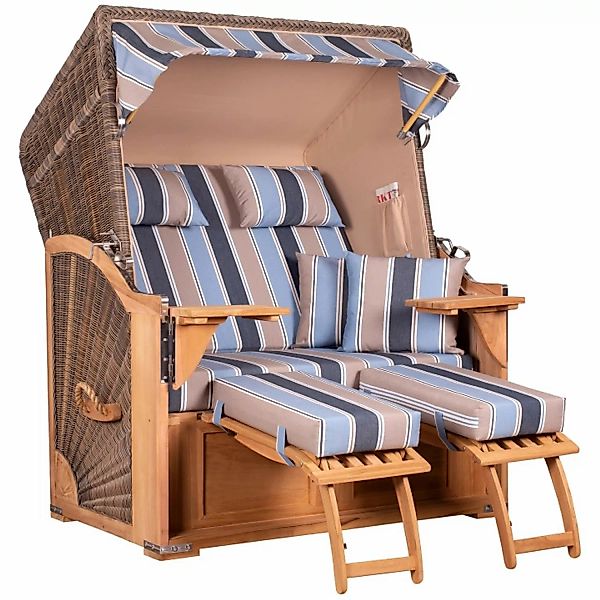 GarWoh Strandkorb Nordstrand Teak PE Grey Dessin 580 günstig online kaufen