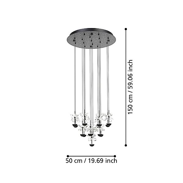EGLO Stars Of Light LED-Hängelampe Pianopoli schwarz Ø 50 cm günstig online kaufen