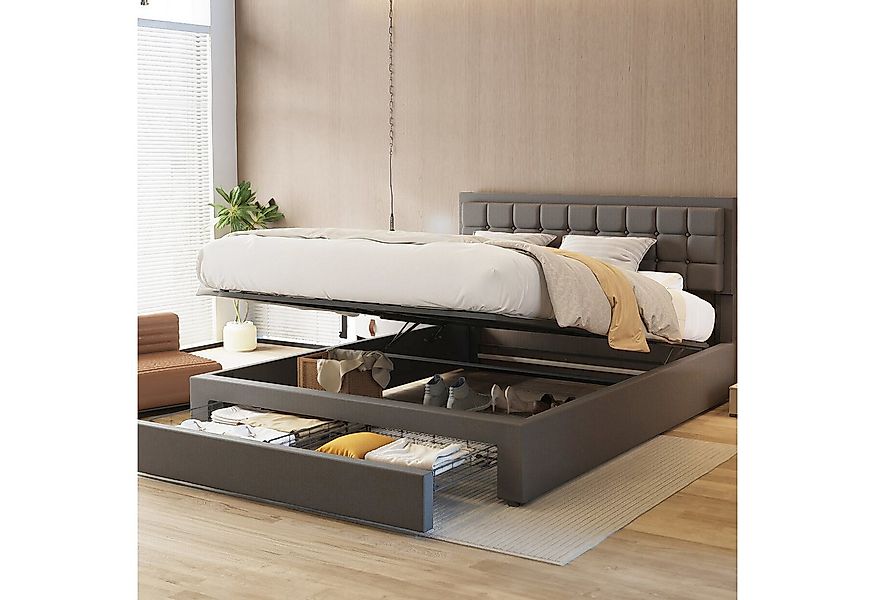 oyajia Polsterbett Doppelbett Polsterbett 140x200cm, Luftdruck anhebbarer S günstig online kaufen