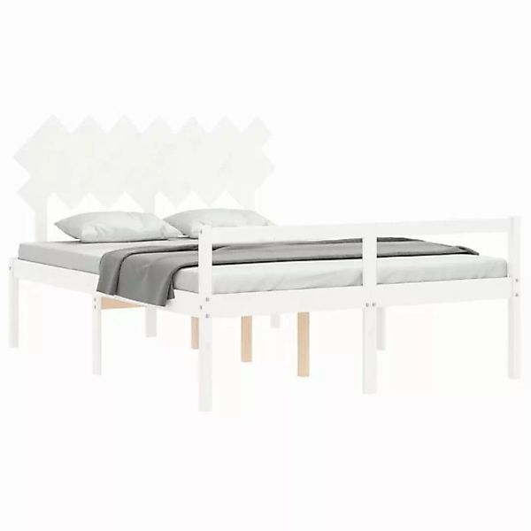 furnicato Bett Seniorenbett mit Kopfteil 140x200 cm Weiß Massivholz (1-tlg) günstig online kaufen