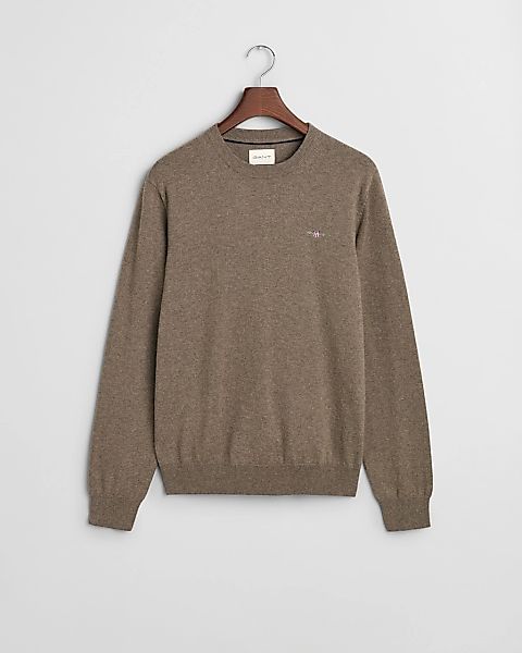 Gant Rundhalspullover "CTN/WO C-NECK" mit Logostickerei günstig online kaufen