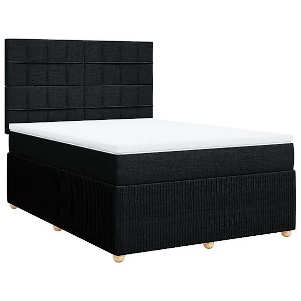 vidaXL Bett Boxspringbett mit Matratze Schwarz 160x200 cm Stoff günstig online kaufen